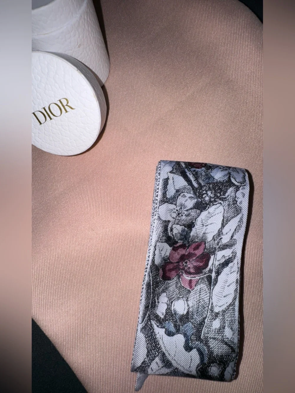 Christian Dior Floral Silk Ribbon Twilly Scarf - Brand New in Box